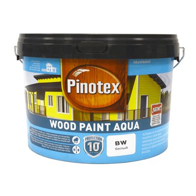 Краска для дерева Pinotex Wood Paint Aqua атмосферостойкая, белая, BW, 2.5 л 5310520 фото