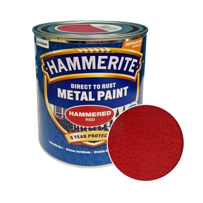 Краска молотковая 3 в 1 по металлу Hammerite Metal Paint Hammered защитная, красная, 0.75 л 5093549 фото
