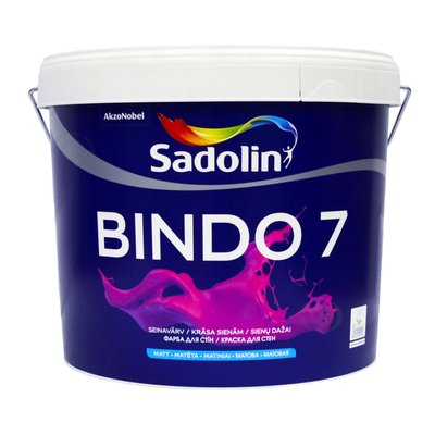 Латексная краска Sadolin Bindo 7 для стен и потолка, бесцветная, BC, 9.3 л 5072650 фото