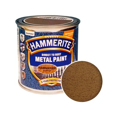 Краска молотковая 3 в 1 по металлу Hammerite Metal Paint Hammered защитная, медная, 0.25 л 5126304 фото