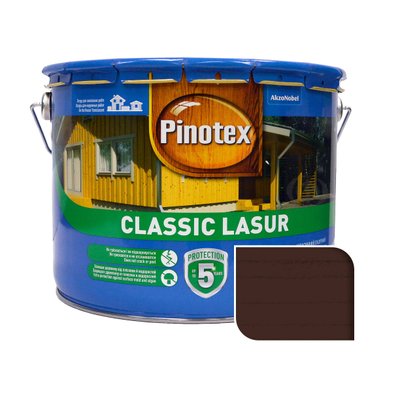 Пропитка лазурная для дерева Pinotex Classic Lasur с декоративным эффектом, палисандр, 10 л 5302402 фото
