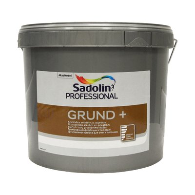 Ґрунтувальна фарба на водній основі Sadolin Grund+ для стін та стелі, біла, BW, 10 л 5238603 фото