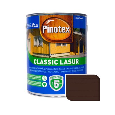 Пропитка лазурная для дерева Pinotex Classic Lasur с декоративным эффектом, палисандр, 3 л 5308837 фото