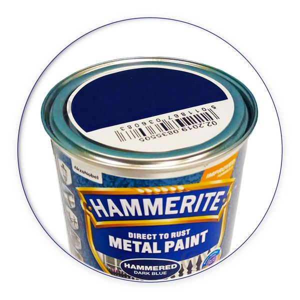 Фарба молоткова 3 в 1 по металу Hammerite Metal Paint Hammered захисна, темно-синя, 0.25 л 5093378 фото