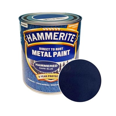 Фарба молоткова 3 в 1 по металу Hammerite Metal Paint Hammered захисна, темно-синя, 0.75 л 5114906 фото