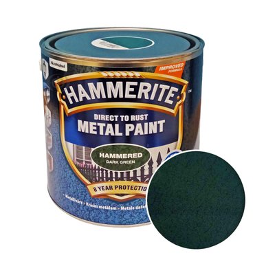 Фарба молоткова 3 в 1 по металу Hammerite Metal Paint Hammered захисна, темно-зелена, 2.5 л 5126339 фото