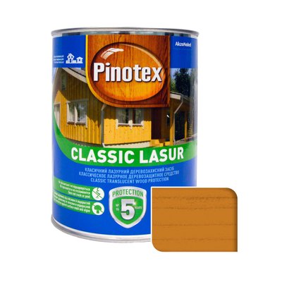 Пропитка лазурная для дерева Pinotex Classic Lasur с декоративным эффектом, калужница, 1 л 5302227 фото