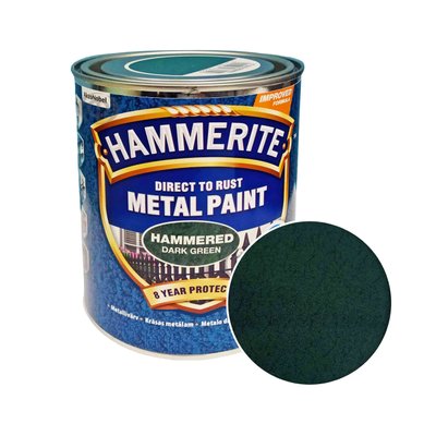 Фарба молоткова 3 в 1 по металу Hammerite Metal Paint Hammered захисна, темно-зелена, 0.75 л 5093426 фото