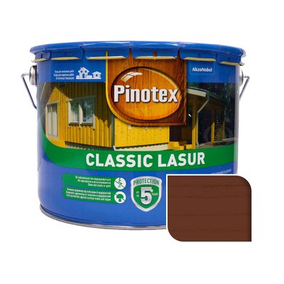 Пропитка лазурная для дерева Pinotex Classic Lasur с декоративным эффектом, тик, 10 л 5302404 фото