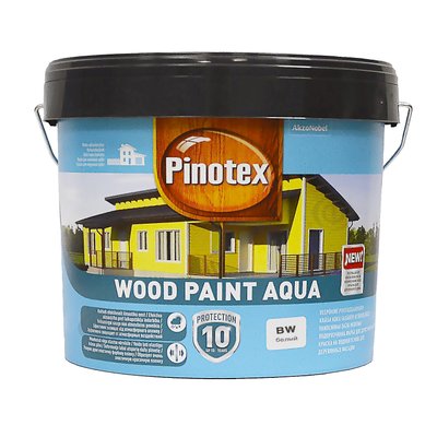 Краска для дерева Pinotex Wood Paint Aqua атмосферостойкая, белая, BW, 9 л 5310566 фото