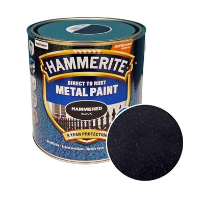 Краска молотковая 3 в 1 по металлу Hammerite Metal Paint Hammered защитная, черная, 2.5 л 5126348 фото