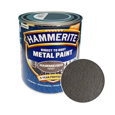 Фарба молоткова 3 в 1 по металу Hammerite Metal Paint Hammered захисна, сіра, 0.75 л 5093482 фото