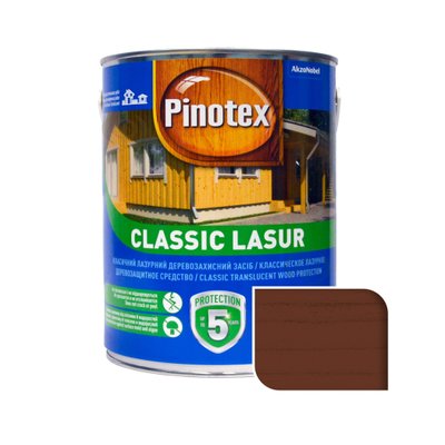 Пропитка лазурная для дерева Pinotex Classic Lasur с декоративным эффектом, тик, 3 л 5308840 фото