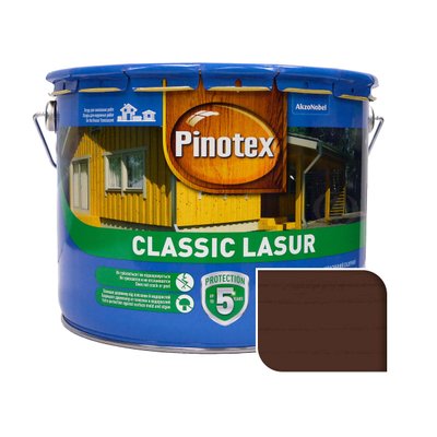 Пропитка лазурная для дерева Pinotex Classic Lasur с декоративным эффектом, орех, 10 л 5302405 фото