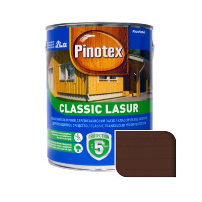 Пропитка лазурная для дерева Pinotex Classic Lasur с декоративным эффектом, орех, 3 л 5308841 фото