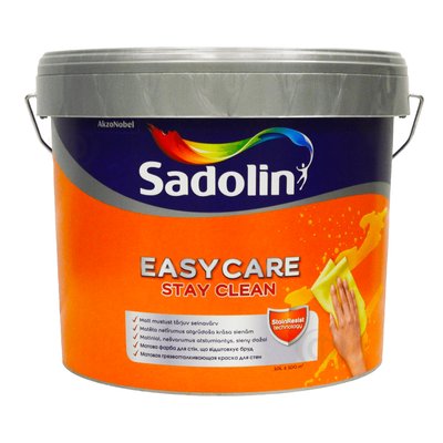 Акриловая краска Sadolin EasyCare для стен и потолка грязеотталкивающая, белая, BW, 10 л 5270879 фото