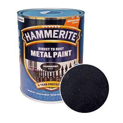 Краска молотковая 3 в 1 по металлу Hammerite Metal Paint Hammered защитная, черная, 5 л 5126349 фото