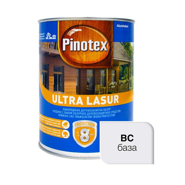 Просочення для дерева Pinotex Ultra Lasur з декоративним ефектом, безбарвне, BC, 1 л 5302278 фото