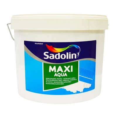 Мелкозернистая влагостойкая легкая шпаклевка Sadolin Maxi Aqua для стен и потолка, серая, 10 л 5072823 фото