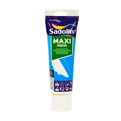 Мелкозернистая влагостойкая легкая шпаклевка Sadolin Maxi Aqua для стен и потолка, серая, 250 г 5242826 фото