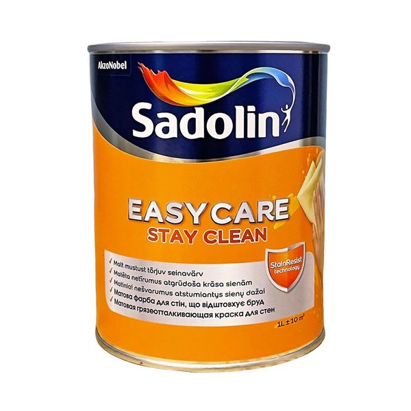 Акриловая краска Sadolin EasyCare для стен и потолка грязеотталкивающая, белая, BW, 1 л 5324359 фото