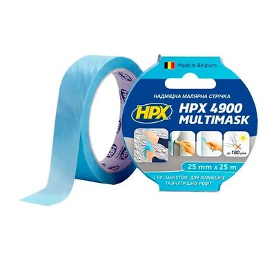 Сверхпрочная малярная лента (скотч) HPX 4900 Multimask с УФ защитой, 25мм х 25м, голубая (EW2525) 2525 фото
