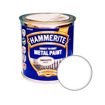 Фарба 3 в 1 по металу Hammerite Metal Paint Smooth захисна, біла, 0.25 л 5126121 фото