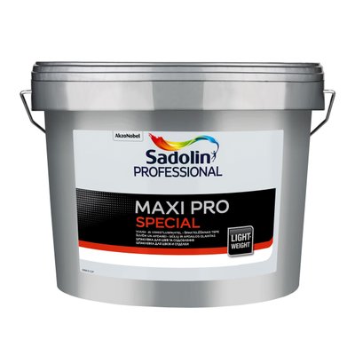 Заповнювальна легка шпаклівка Sadolin Professional Maxi Pro Special для стін і стелі, світло-сіра, 10 л 5239045 фото