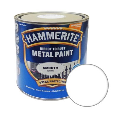 Фарба 3 в 1 по металу Hammerite Metal Paint Smooth захисна, біла, 2.5 л 5126123 фото