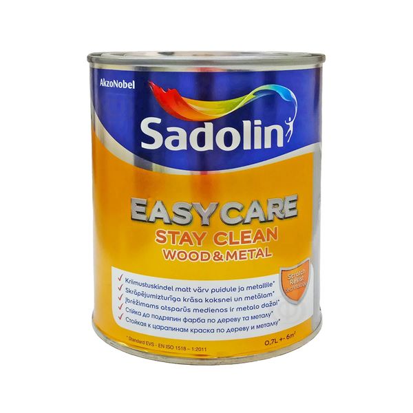 Алкідна фарба Sadolin EasyCare Wood&Metal для дерева та металу, напівматова, біла, BW, 0.7 л 5599753 фото