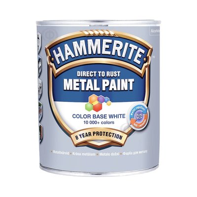 Фарба 3 в 1 по металу Hammerite Metal Paint Base Smooth захисна, біла, BW, 0.7 л 5586652 фото