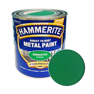 Фарба 3 в 1 по металу Hammerite Metal Paint Smooth захисна, зелена, 0.75 л 5093940 фото