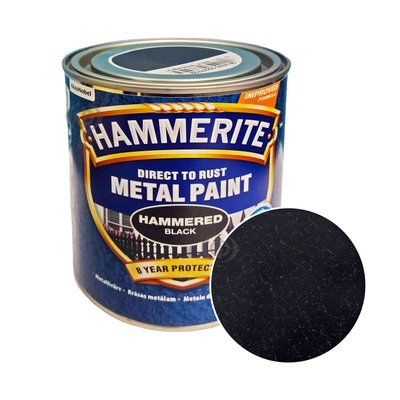 Краска молотковая 3 в 1 по металлу Hammerite Metal Paint Hammered защитная, черная, 0.75 л 5093281 фото