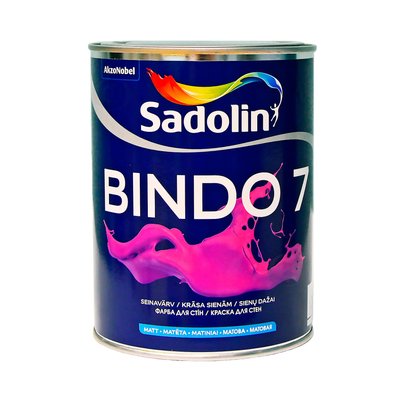 Латексная краска Sadolin Bindo 7 для стен и потолка, белая, BW, 1 л 5072652 фото
