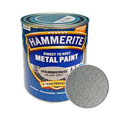 Краска молотковая 3 в 1 по металлу Hammerite Metal Paint Hammered защитная, серебристо-серая, 0.75 л 5093596 фото