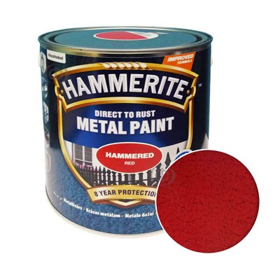 Краска молотковая 3 в 1 по металлу Hammerite Metal Paint Hammered защитная, красная, 2.5 л 5114910 фото