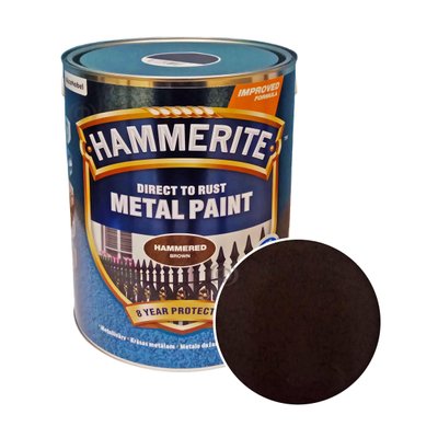 Краска молотковая 3 в 1 по металлу Hammerite Metal Paint Hammered защитная, коричневая, 5 л 5114918 фото