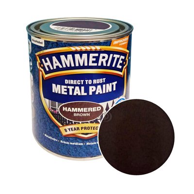 Краска молотковая 3 в 1 по металлу Hammerite Metal Paint Hammered защитная, коричневая, 0.75 л 5093328 фото