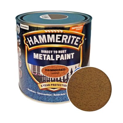 Краска молотковая 3 в 1 по металлу Hammerite Metal Paint Hammered защитная, медная, 2.5 л 5126306 фото